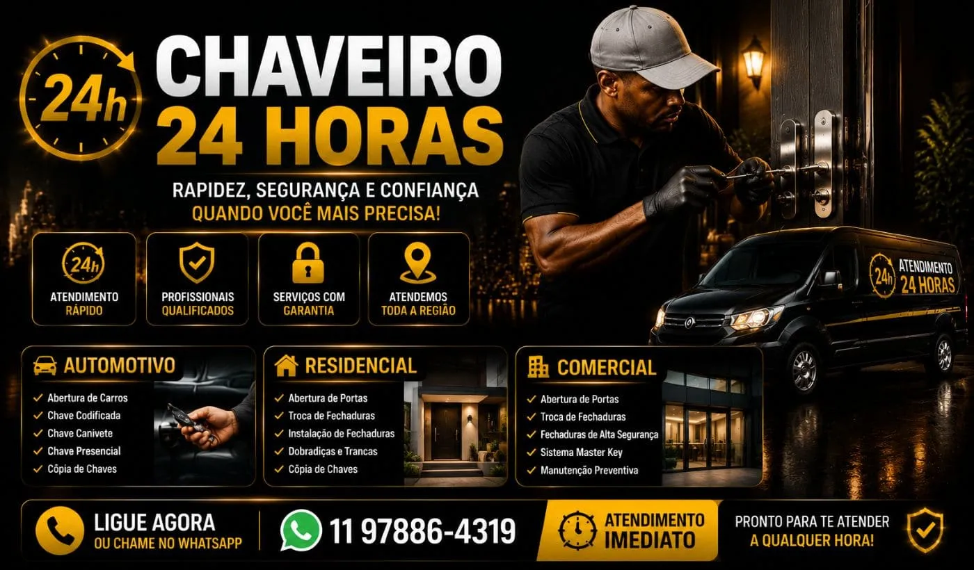 Serviços automotivos residenciais e comerciais da Oficina das Chaves 24h